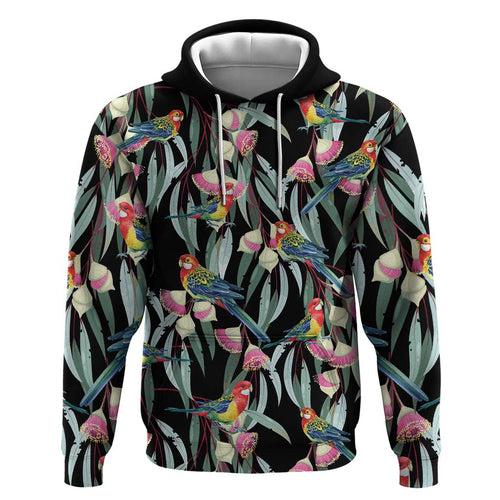 Eastern Rosella Australia Hoodie Eucalyptus Blossom Seamless Style - Aussie Hoodie