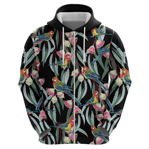 Eastern Rosella Australia Hoodie Eucalyptus Blossom Seamless Style - Aussie Hoodie