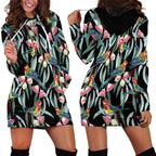 Eastern Rosella Australia Hoodie Dress Eucalyptus Blossom Seamless Style - Aussie Hoodie