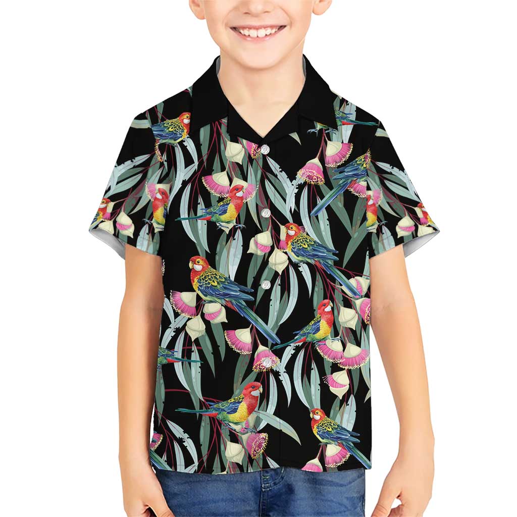 Eastern Rosella Australia Kid Hawaiian Shirt Eucalyptus Blossom Seamless Style - Aussie Hoodie