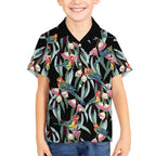 Eastern Rosella Australia Kid Hawaiian Shirt Eucalyptus Blossom Seamless Style - Aussie Hoodie