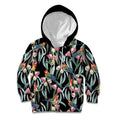Eastern Rosella Australia Kid Hoodie Eucalyptus Blossom Seamless Style - Aussie Hoodie
