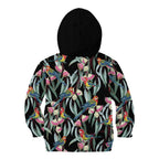 Eastern Rosella Australia Kid Hoodie Eucalyptus Blossom Seamless Style - Aussie Hoodie