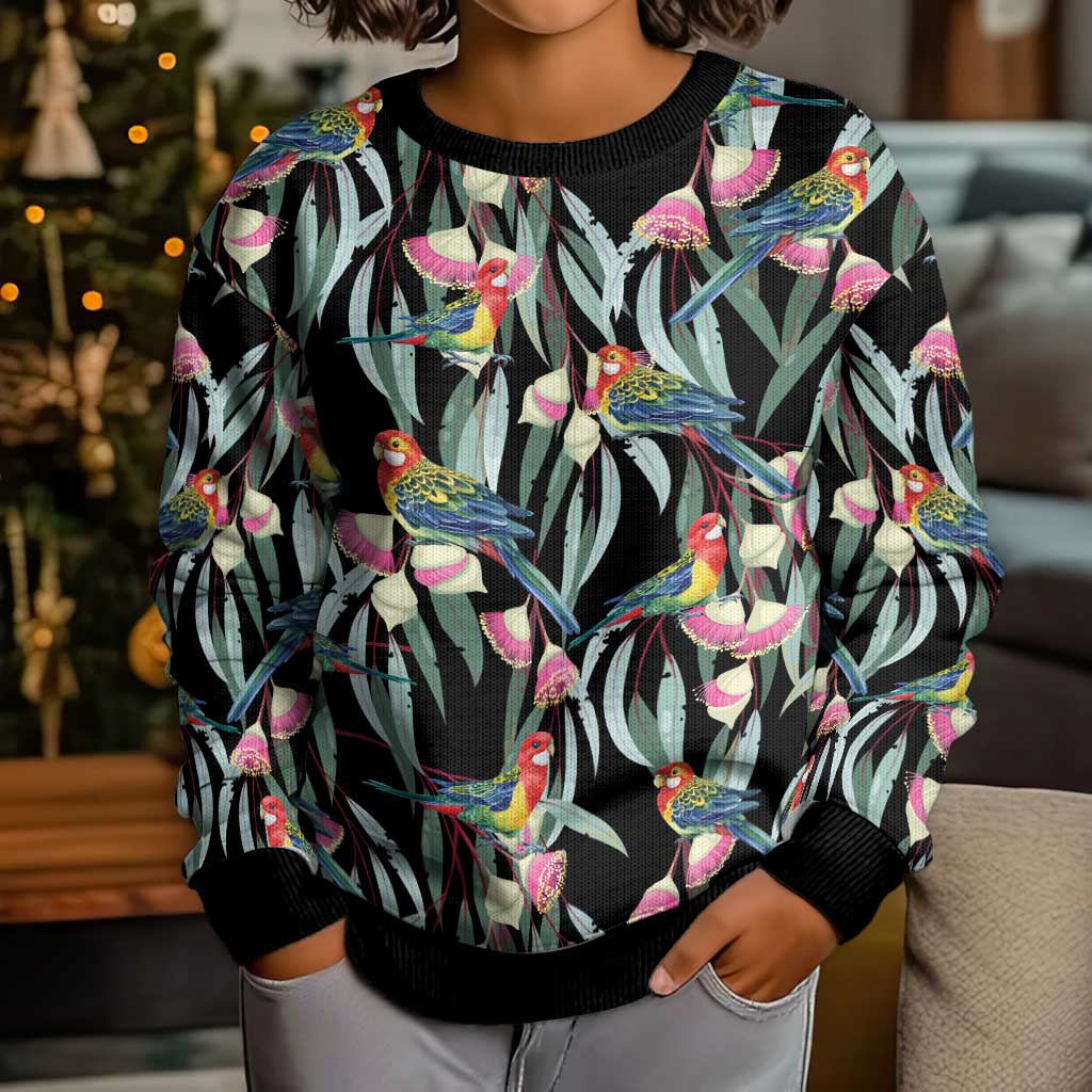 Eastern Rosella Australia Kid Ugly Christmas Sweater Eucalyptus Blossom Seamless Style - Aussie Hoodie