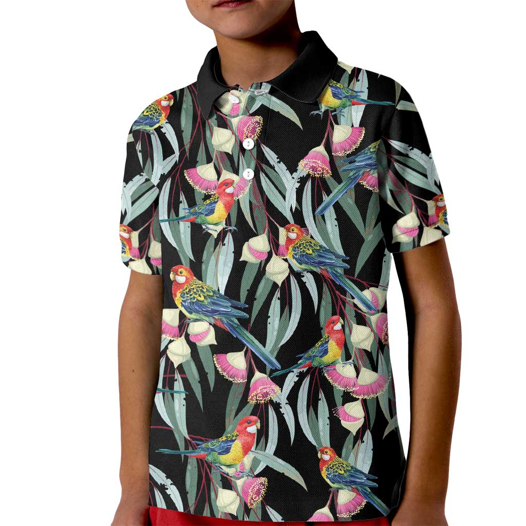 Eastern Rosella Australia Kid Polo Shirt Eucalyptus Blossom Seamless Style - Aussie Hoodie