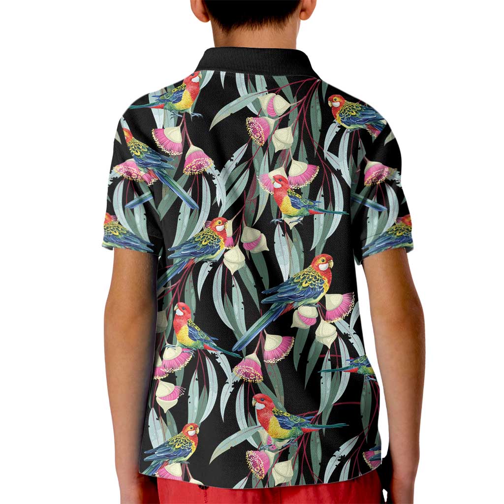 Eastern Rosella Australia Kid Polo Shirt Eucalyptus Blossom Seamless Style - Aussie Hoodie