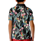 Eastern Rosella Australia Kid Polo Shirt Eucalyptus Blossom Seamless Style - Aussie Hoodie