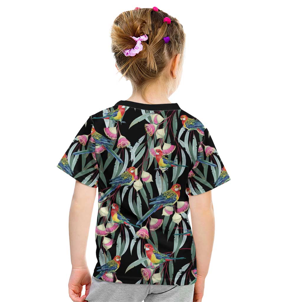 Eastern Rosella Australia Kid T Shirt Eucalyptus Blossom Seamless Style - Aussie Hoodie