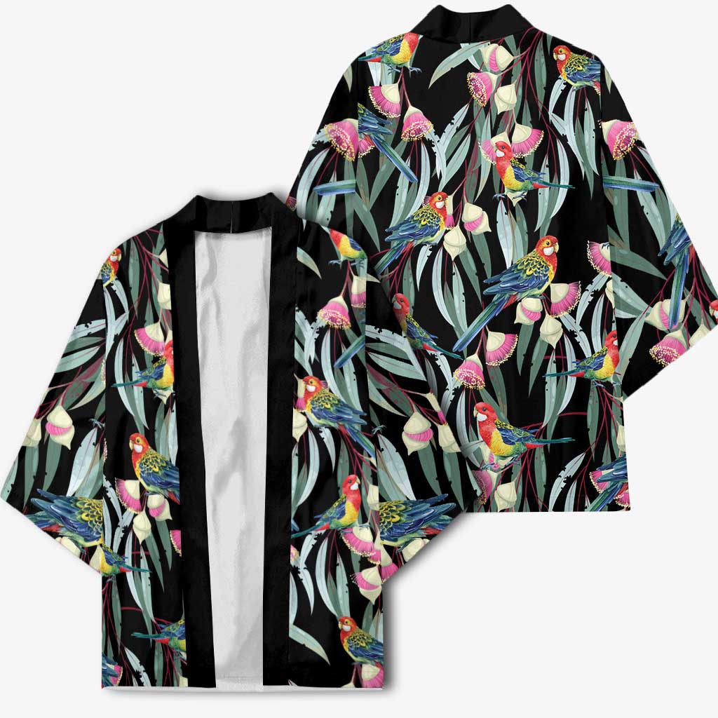 Eastern Rosella Australia Kimono Eucalyptus Blossom Seamless Style - Aussie Hoodie