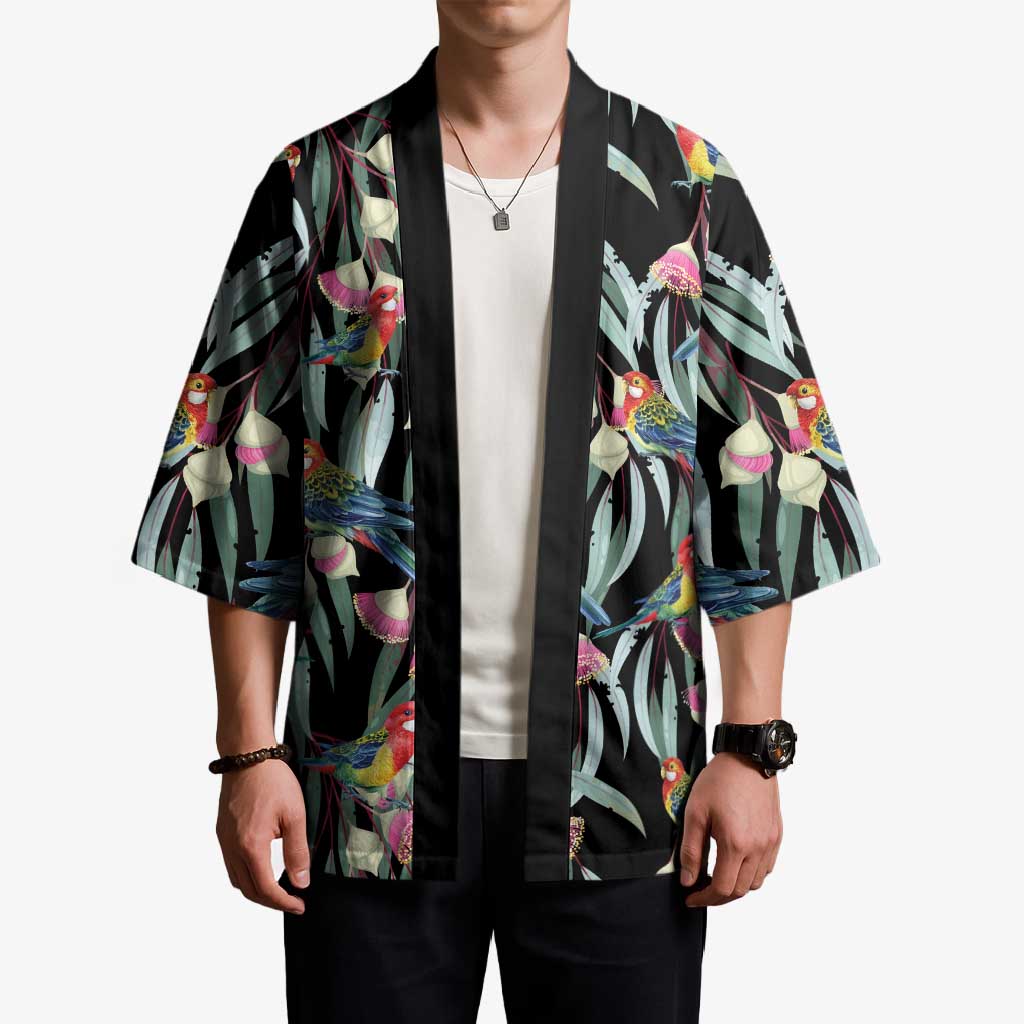 Eastern Rosella Australia Kimono Eucalyptus Blossom Seamless Style - Aussie Hoodie