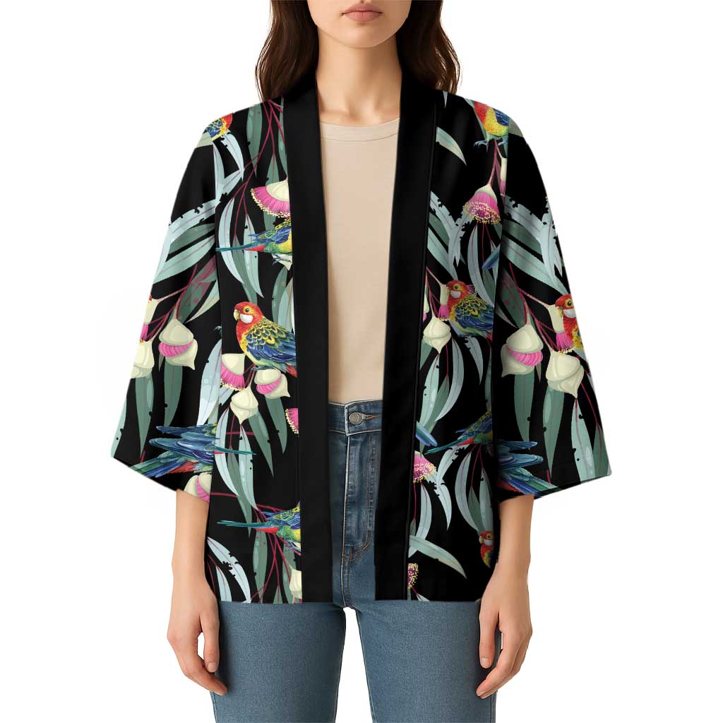 Eastern Rosella Australia Kimono Eucalyptus Blossom Seamless Style - Aussie Hoodie
