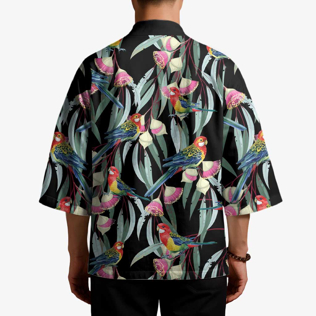 Eastern Rosella Australia Kimono Eucalyptus Blossom Seamless Style - Aussie Hoodie