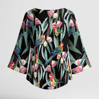 Eastern Rosella Australia Kimono Sleeve Blouse Eucalyptus Blossom Seamless Style - Aussie Hoodie