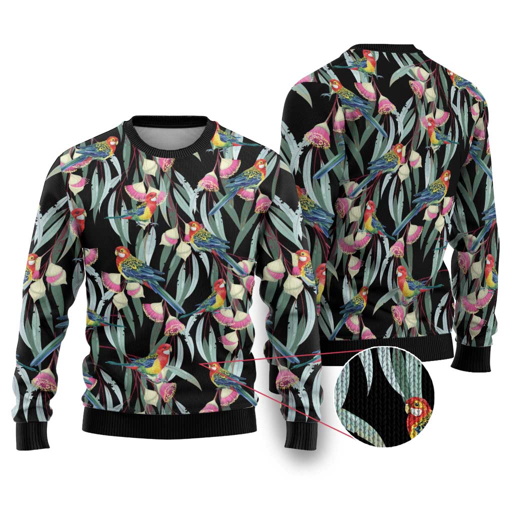 Eastern Rosella Australia Ugly Christmas Sweater Eucalyptus Blossom Seamless Style - Aussie Hoodie
