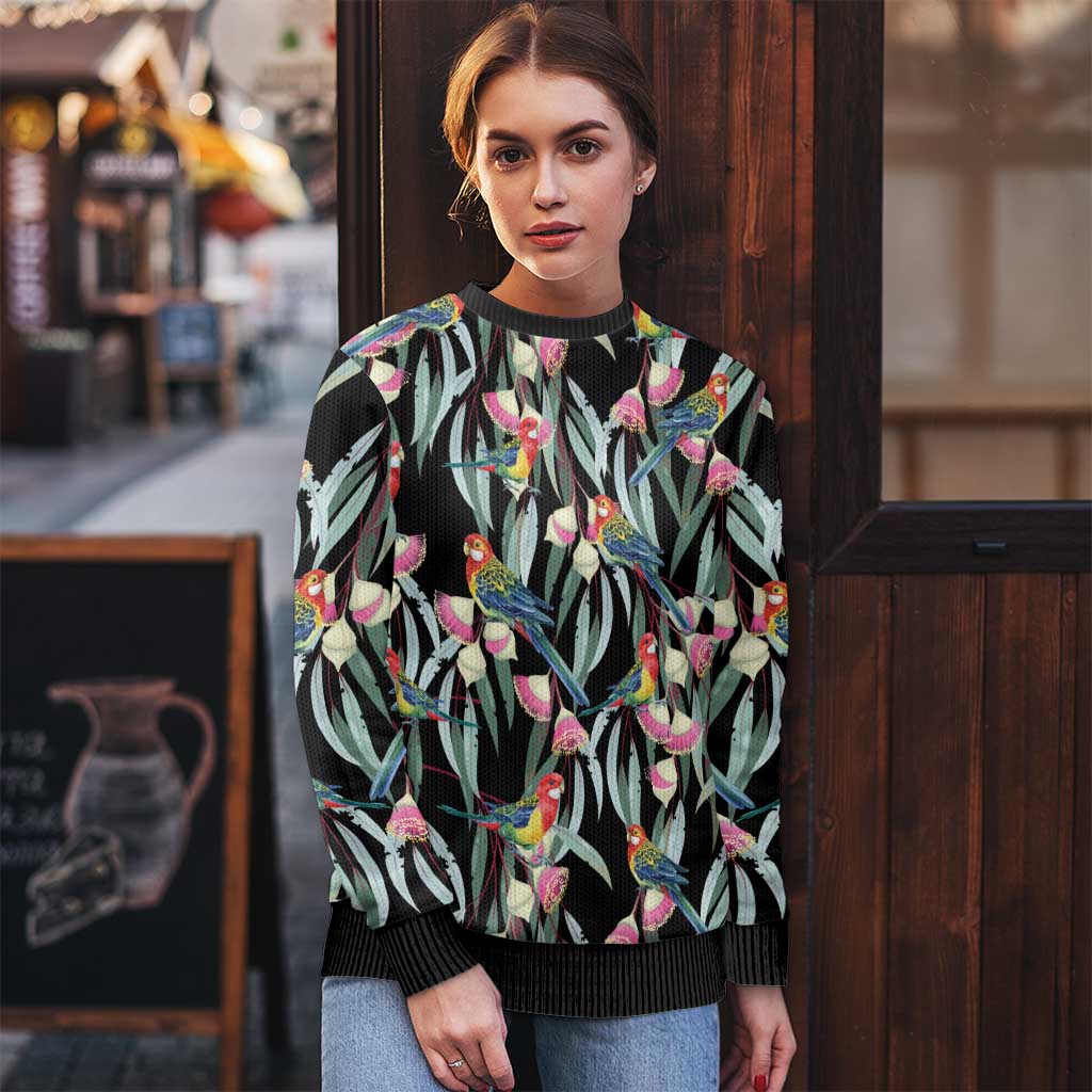 Eastern Rosella Australia Ugly Christmas Sweater Eucalyptus Blossom Seamless Style - Aussie Hoodie