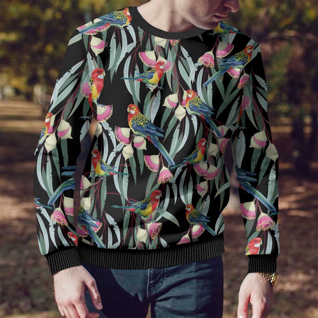 Eastern Rosella Australia Ugly Christmas Sweater Eucalyptus Blossom Seamless Style - Aussie Hoodie