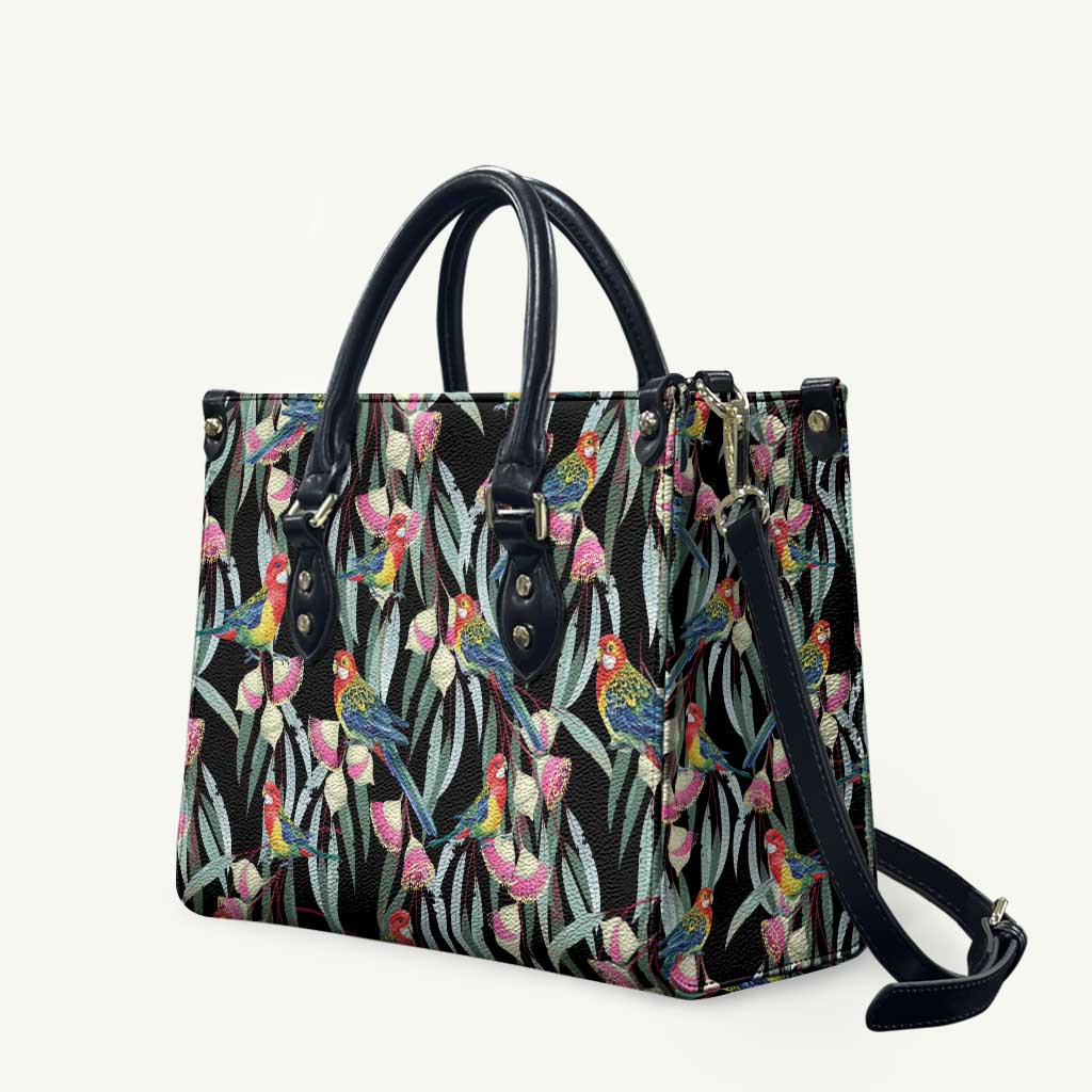 Eastern Rosella Australia Leather Bag Eucalyptus Blossom Seamless Style - Aussie Hoodie
