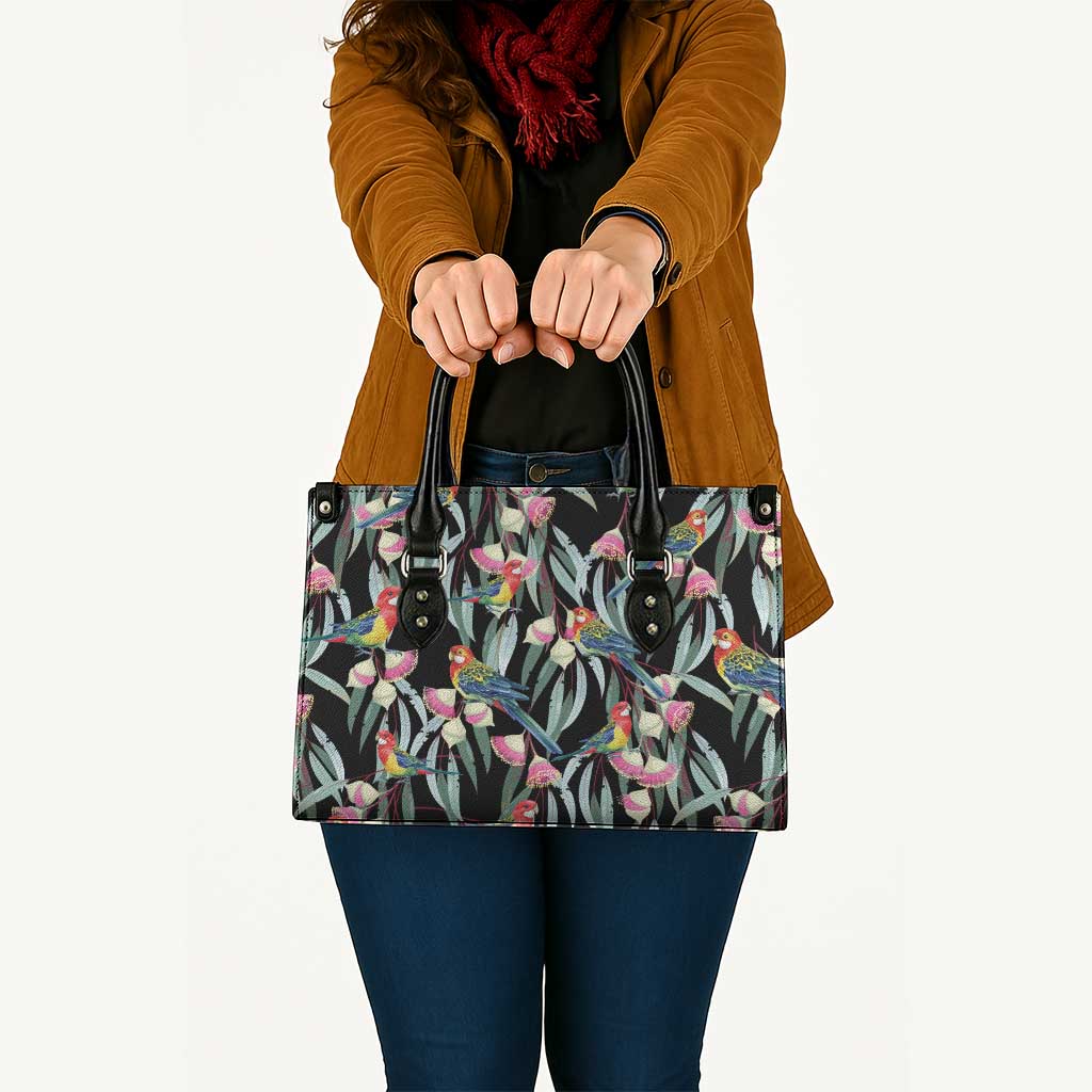 Eastern Rosella Australia Leather Bag Eucalyptus Blossom Seamless Style - Aussie Hoodie