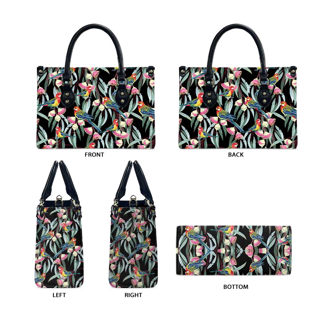 Eastern Rosella Australia Leather Bag Eucalyptus Blossom Seamless Style - Aussie Hoodie