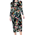 Eastern Rosella Australia Long Sleeve Bodycon Dress Eucalyptus Blossom Seamless Style - Aussie Hoodie