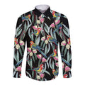 Eastern Rosella Australia Long Sleeve Button Shirt Eucalyptus Blossom Seamless Style - Aussie Hoodie