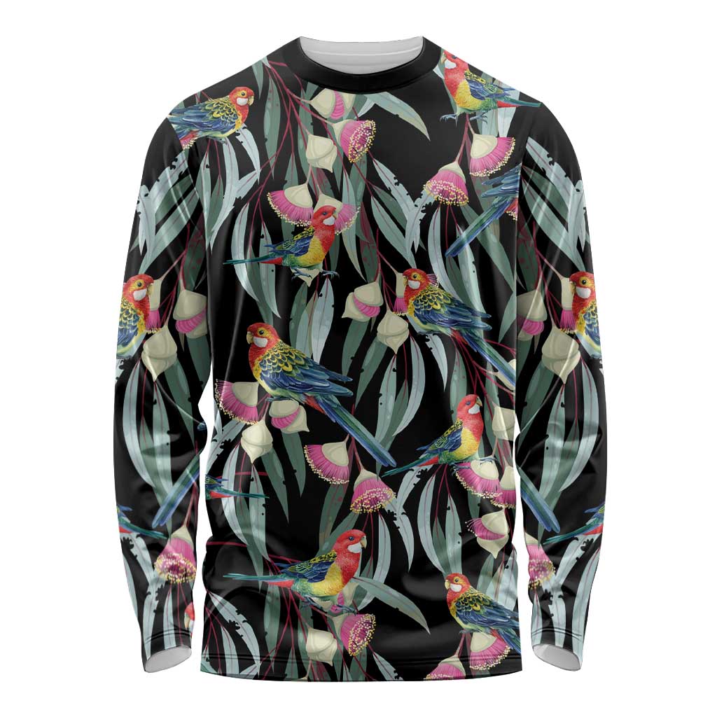 Eastern Rosella Australia Long Sleeve Shirt Eucalyptus Blossom Seamless Style - Aussie Hoodie