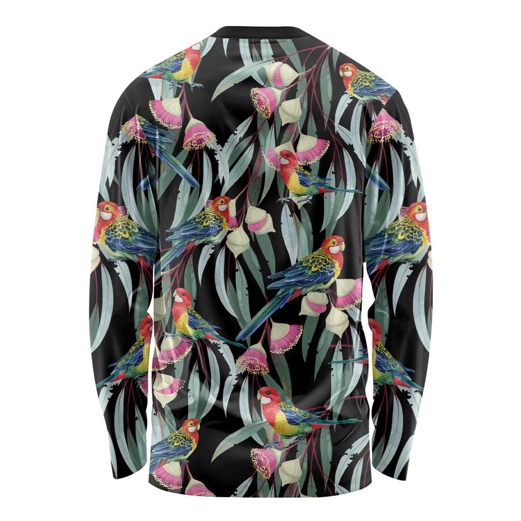 Eastern Rosella Australia Long Sleeve Shirt Eucalyptus Blossom Seamless Style - Aussie Hoodie