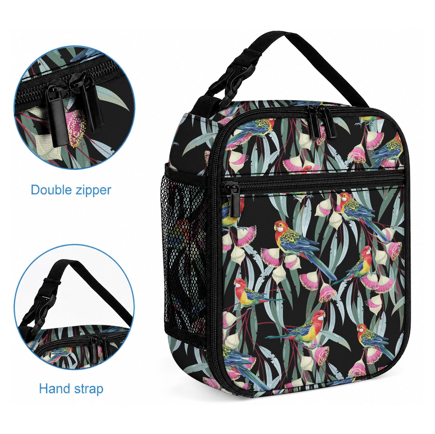 Eastern Rosella Australia Lunch Bag Eucalyptus Blossom Seamless Style