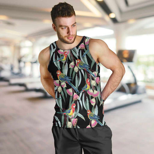 Eastern Rosella Australia Men Tank Top Eucalyptus Blossom Seamless Style - Aussie Hoodie