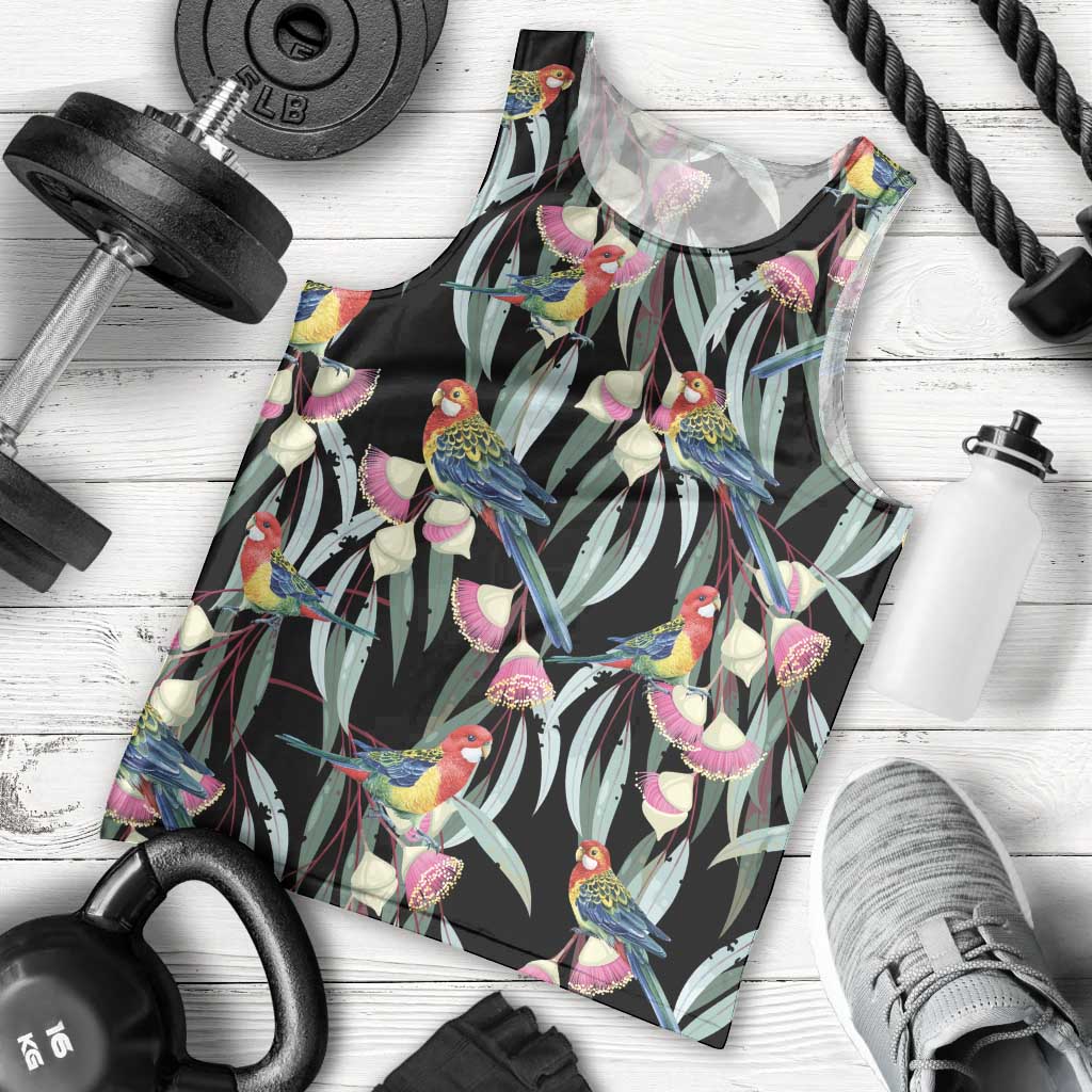 Eastern Rosella Australia Men Tank Top Eucalyptus Blossom Seamless Style - Aussie Hoodie