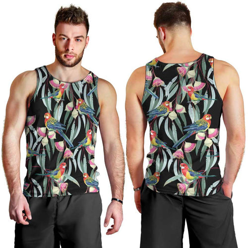 Eastern Rosella Australia Men Tank Top Eucalyptus Blossom Seamless Style - Aussie Hoodie