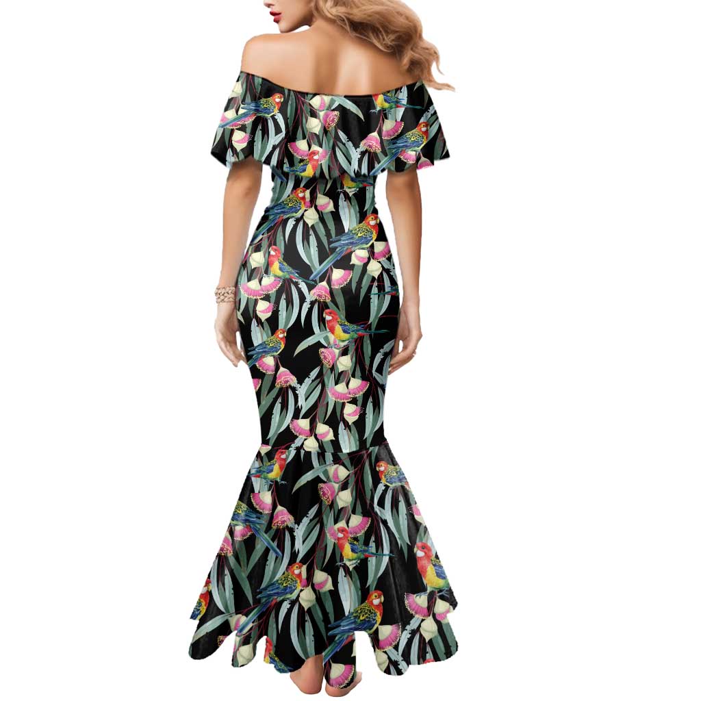 Eastern Rosella Australia Mermaid Dress Eucalyptus Blossom Seamless Style - Aussie Hoodie