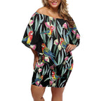 Eastern Rosella Australia Off Shoulder Short Dress Eucalyptus Blossom Seamless Style - Aussie Hoodie