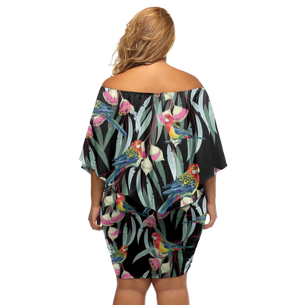 Eastern Rosella Australia Off Shoulder Short Dress Eucalyptus Blossom Seamless Style - Aussie Hoodie