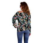 Eastern Rosella Australia Off Shoulder Sweater Eucalyptus Blossom Seamless Style - Aussie Hoodie