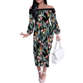 Eastern Rosella Australia Off The Shoulder Long Sleeve Dress Eucalyptus Blossom Seamless Style - Aussie Hoodie