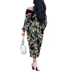 Eastern Rosella Australia Off The Shoulder Long Sleeve Dress Eucalyptus Blossom Seamless Style - Aussie Hoodie