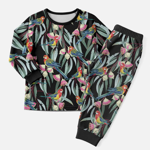 Eastern Rosella Australia Christmas Pajama Set Eucalyptus Blossom Seamless Style - Aussie Hoodie
