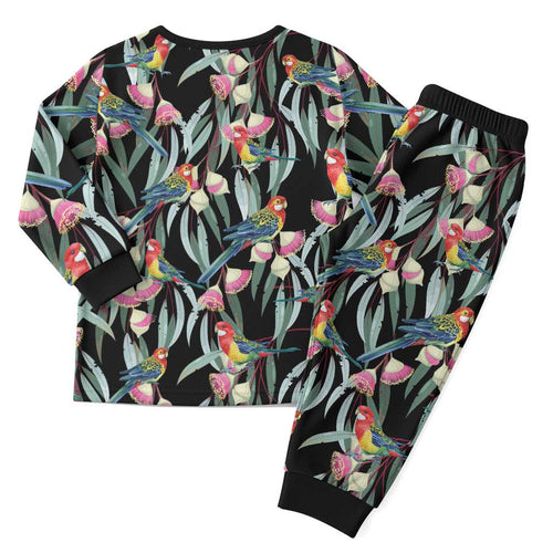 Eastern Rosella Australia Christmas Pajama Set Eucalyptus Blossom Seamless Style - Aussie Hoodie