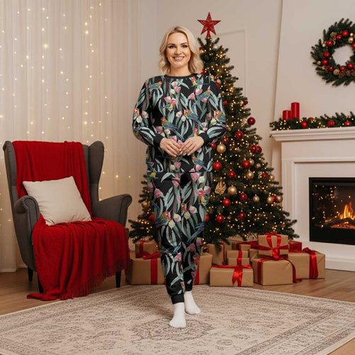 Eastern Rosella Australia Christmas Pajama Set Eucalyptus Blossom Seamless Style - Aussie Hoodie