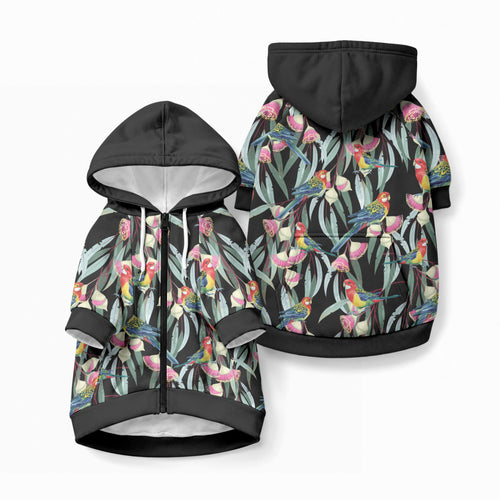 Eastern Rosella Australia Pet Hoodie Eucalyptus Blossom Seamless Style