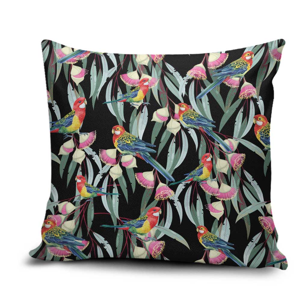 Eastern Rosella Australia Pillow Cover Eucalyptus Blossom Seamless Style - Aussie Hoodie