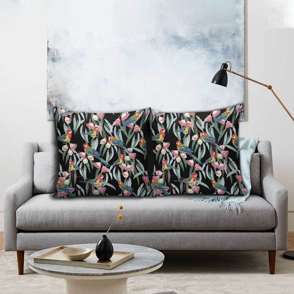 Eastern Rosella Australia Pillow Cover Eucalyptus Blossom Seamless Style - Aussie Hoodie