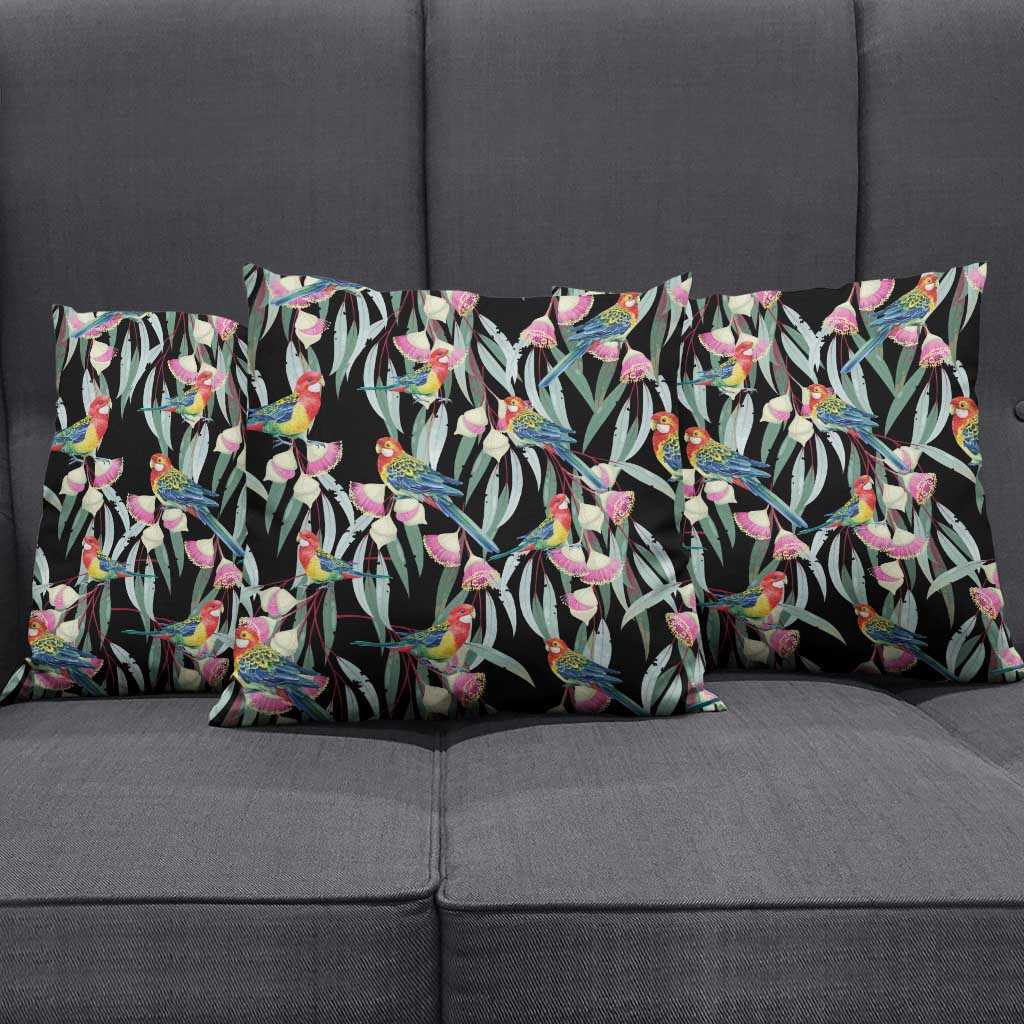 Eastern Rosella Australia Pillow Cover Eucalyptus Blossom Seamless Style - Aussie Hoodie