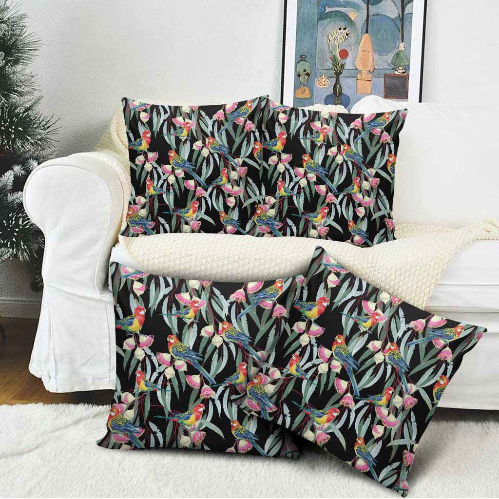 Eastern Rosella Australia Pillow Cover Eucalyptus Blossom Seamless Style - Aussie Hoodie