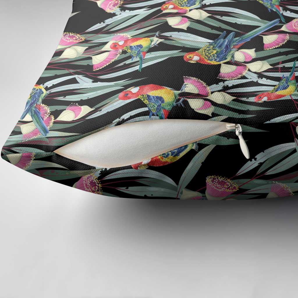 Eastern Rosella Australia Pillow Cover Eucalyptus Blossom Seamless Style - Aussie Hoodie