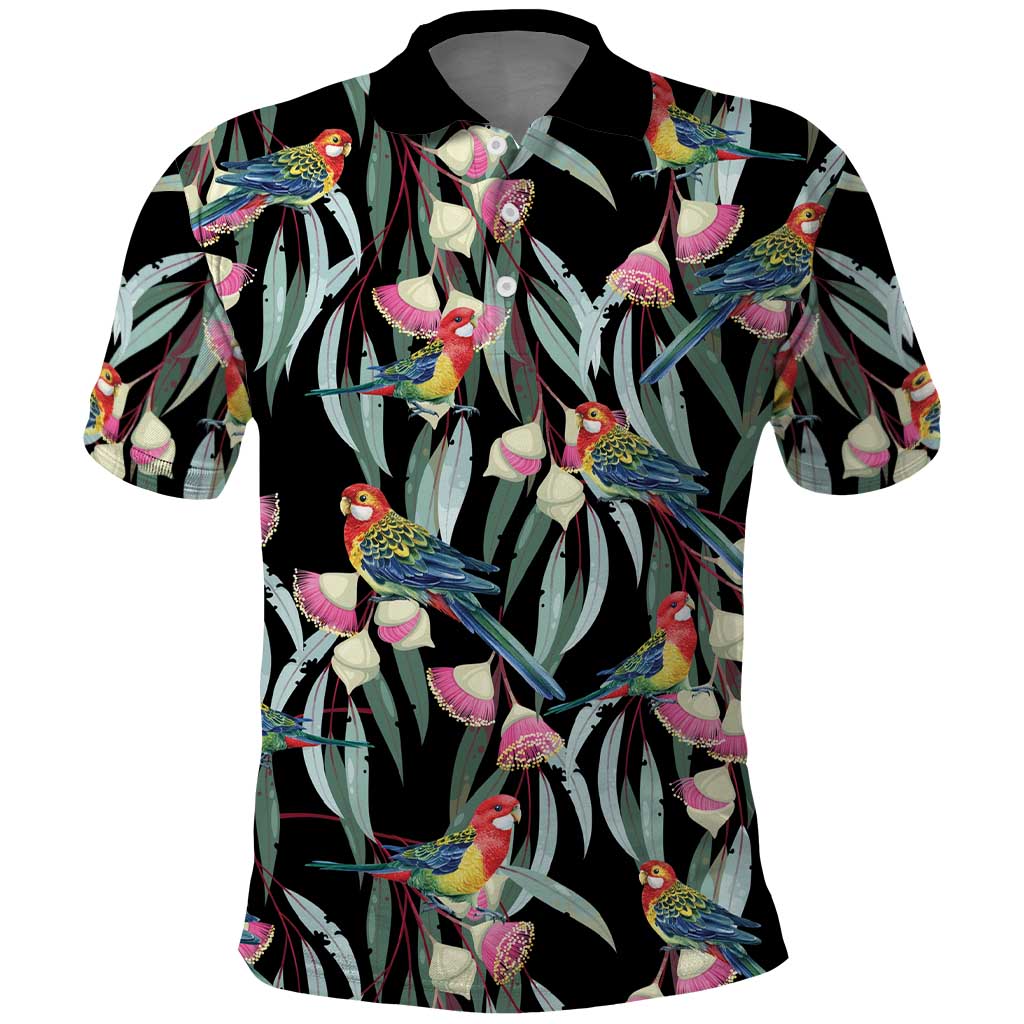 Eastern Rosella Australia Polo Shirt Eucalyptus Blossom Seamless Style - Aussie Hoodie