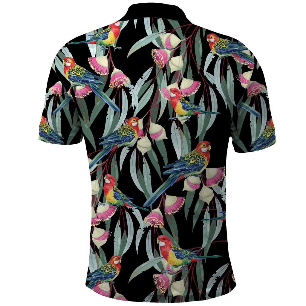 Eastern Rosella Australia Polo Shirt Eucalyptus Blossom Seamless Style - Aussie Hoodie