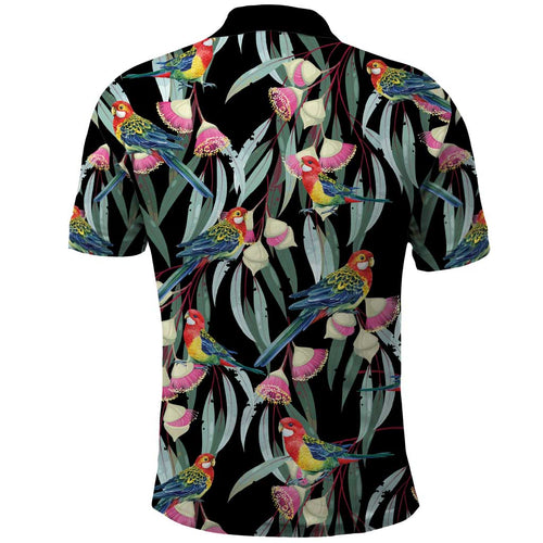 Eastern Rosella Australia Polo Shirt Eucalyptus Blossom Seamless Style - Aussie Hoodie