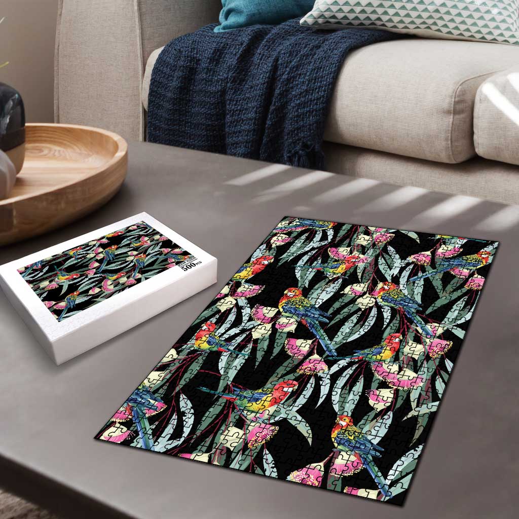 Eastern Rosella Australia Puzzle Eucalyptus Blossom Seamless Style - Aussie Hoodie